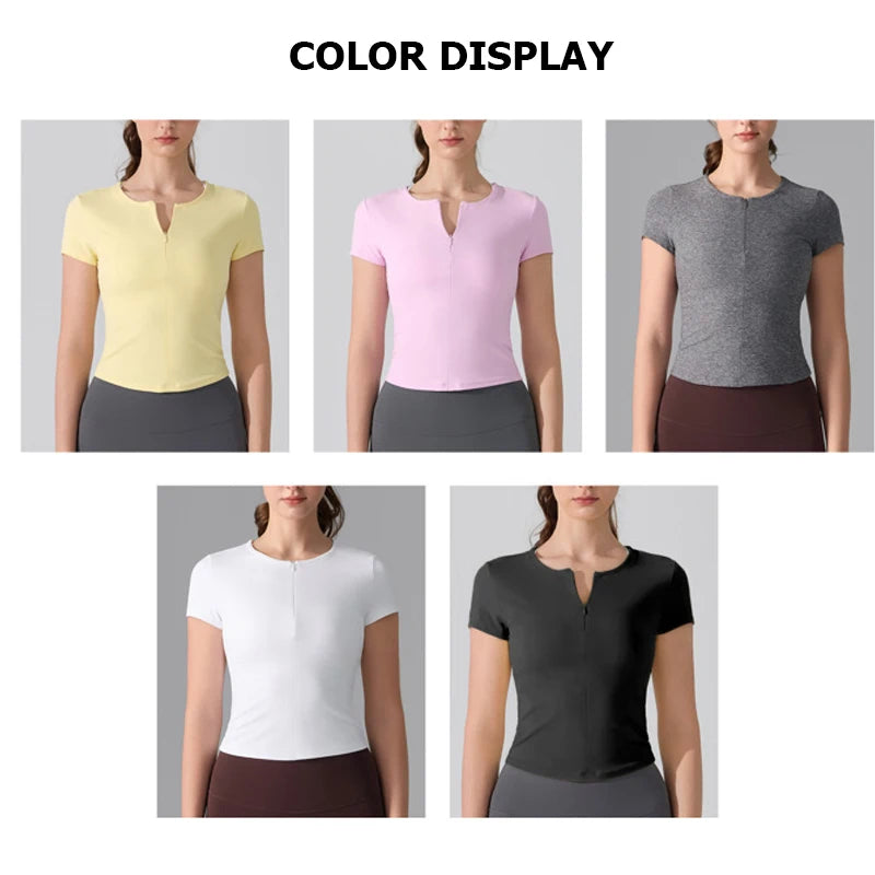 Women's Quick-Dry Yoga T-Shirt - Breathable Slim Fit Athletic Top