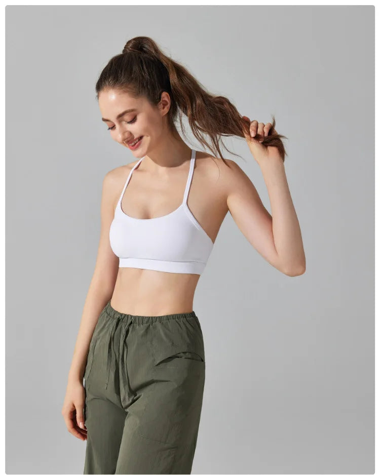 Women's Fitness Yoga Bra Buttery Soft Gym Crop Top Back Breathable Workout Top Sports Vest