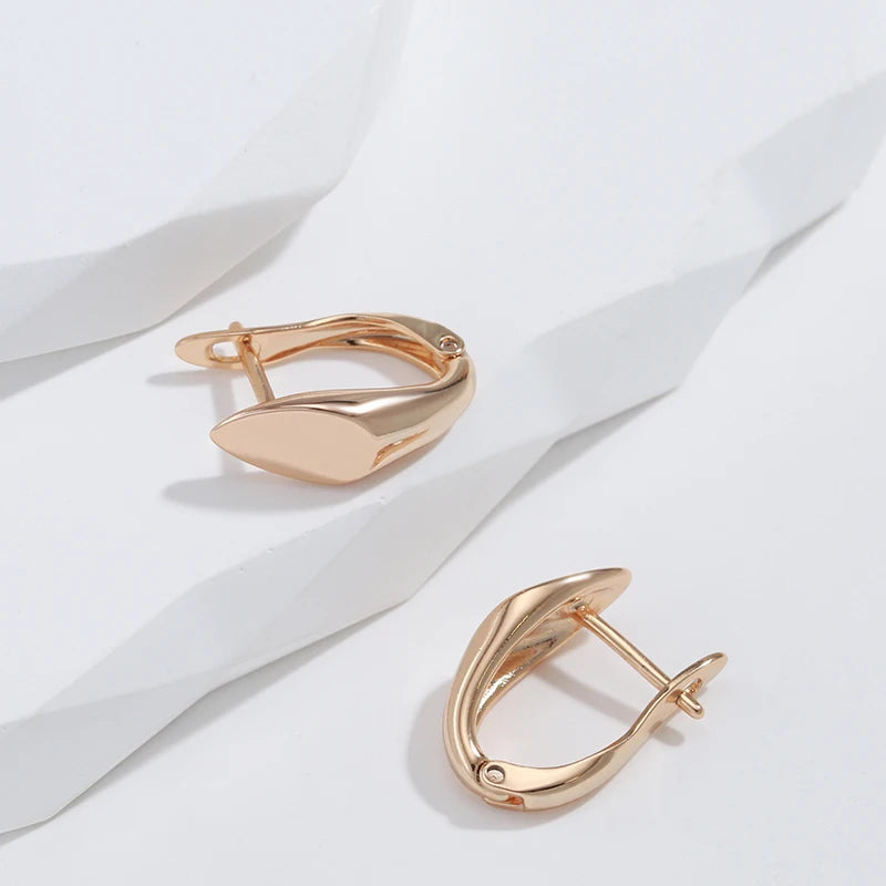 585 Rose Gold Colour Glossy Dangle Earrings Simple Rhombus Earrings For Women