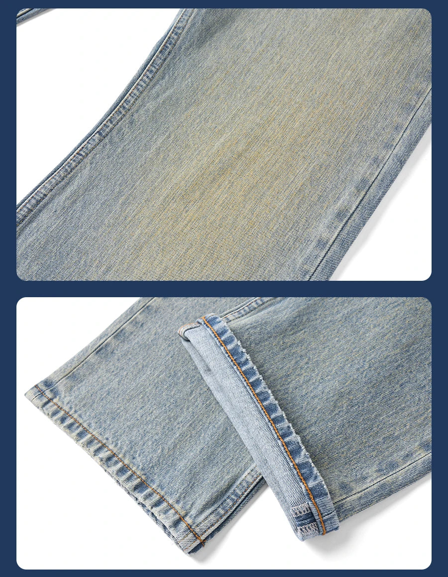 Men's Bootcut Jeans - Vintage Washed Denim with Stretch