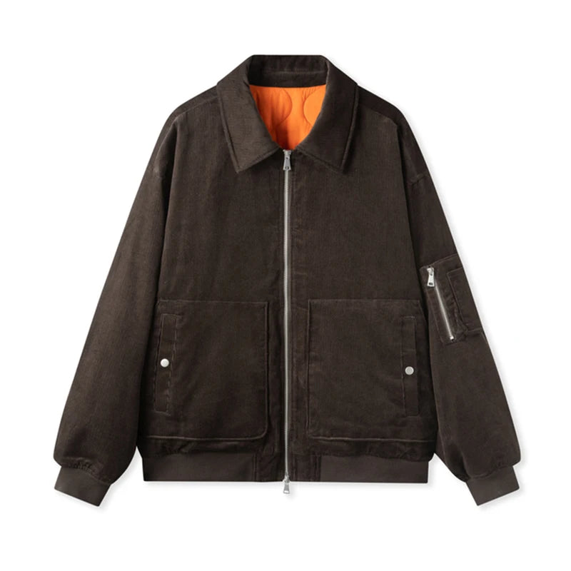 Men's Corduroy Pilot Jacket - Thick Oversize Cotton Winter Jacket