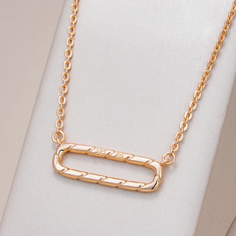 Glossy Geometry Pendant Necklace For Women Fashion 585 Rose Gold Colour
