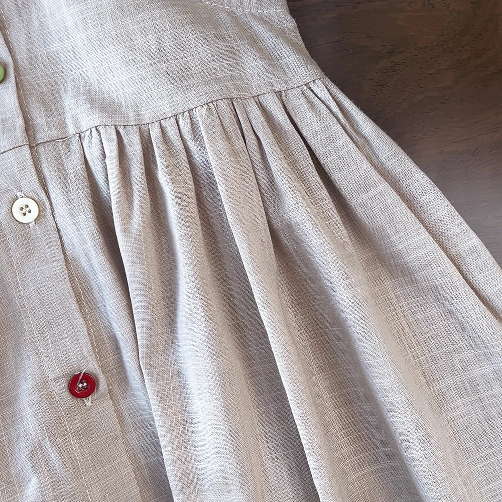 Baby Girl Cotton Dress - Button Detail Princess Sundress