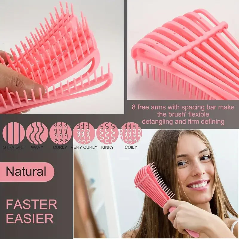 5pcs/set Detangling Anti Static Hair Brush Curly Hair Curved Rat Tail Comb Set Salon Hair Tools Suitable For All Hair Types
