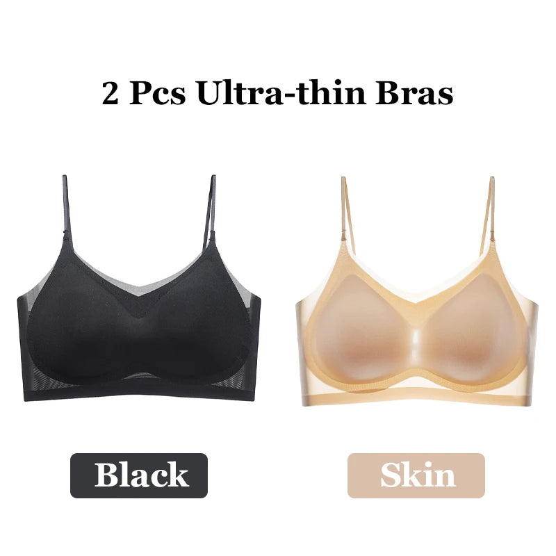 Women's Seamless Wireless Bralette 2-Pack - Ultra-Thin Ice Silk Breathable Vest