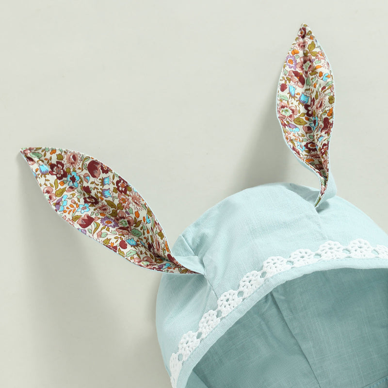 Easter Days Baby Girls Boys Romper 2pcs Cartoon Rabbit Floral Printed Sleeveless Bunny Ear Jumpsuit