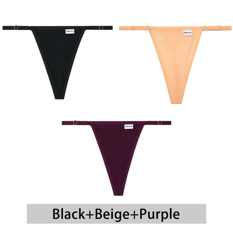 Women's Cotton Thong Set - 3 Pack Low-Rise Bikini Panties