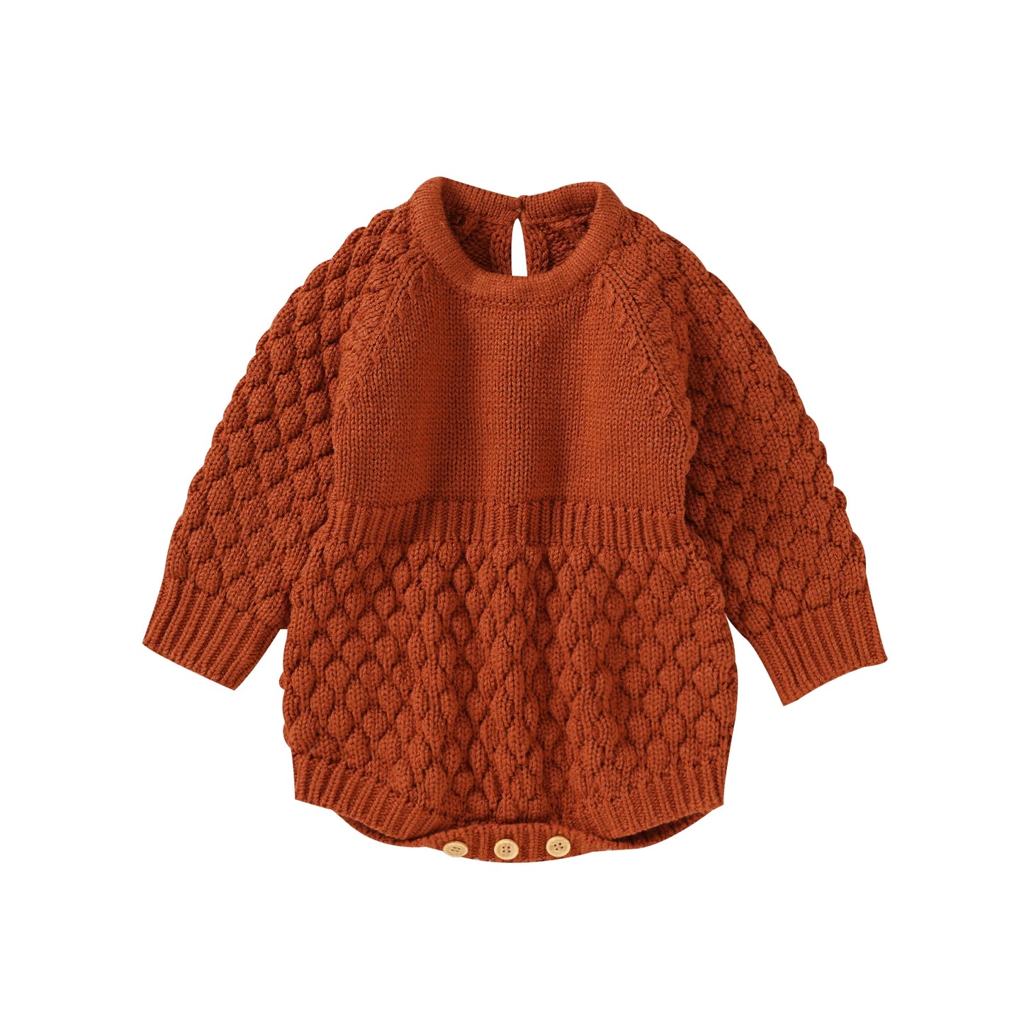 Baby Sweater Romper - Solid Knitted Long Sleeve Warm Jumpsuit