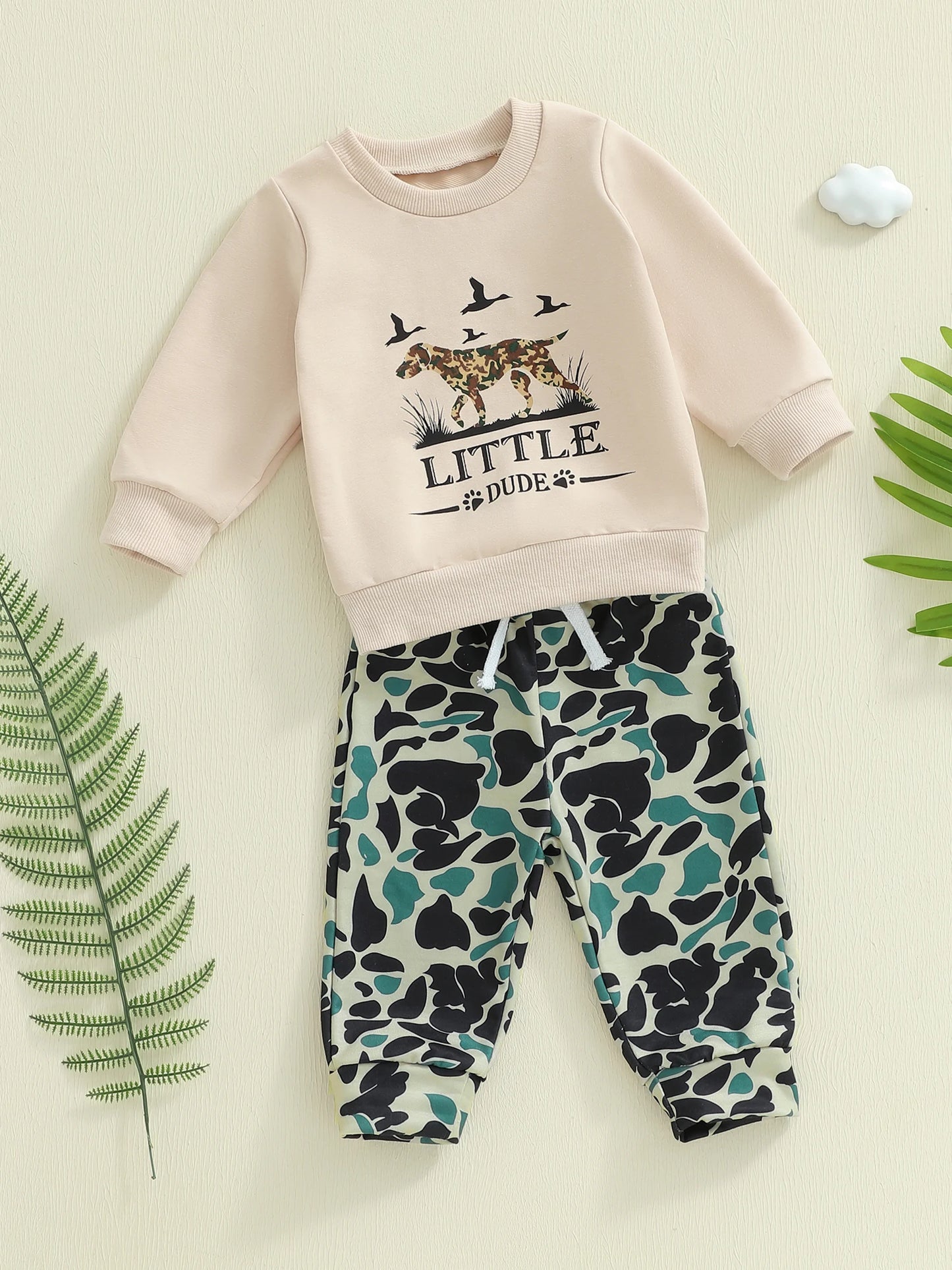 Baby Boys Animal Print Sweatshirt & Camouflage Pants Set (0-4Y)