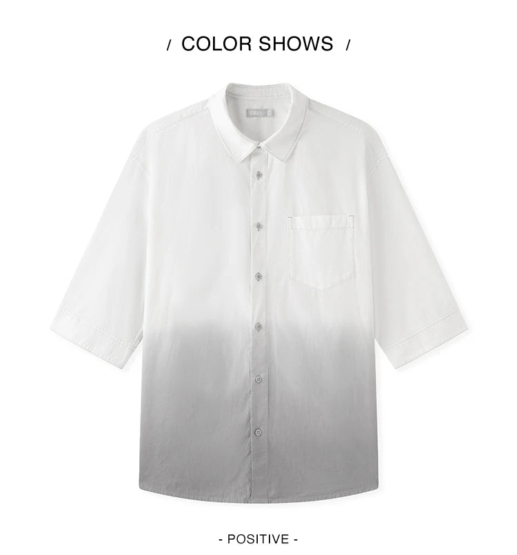 Men's Gradient Tie-Dye Shirt - Summer Designer Mid Sleeve Casual Top