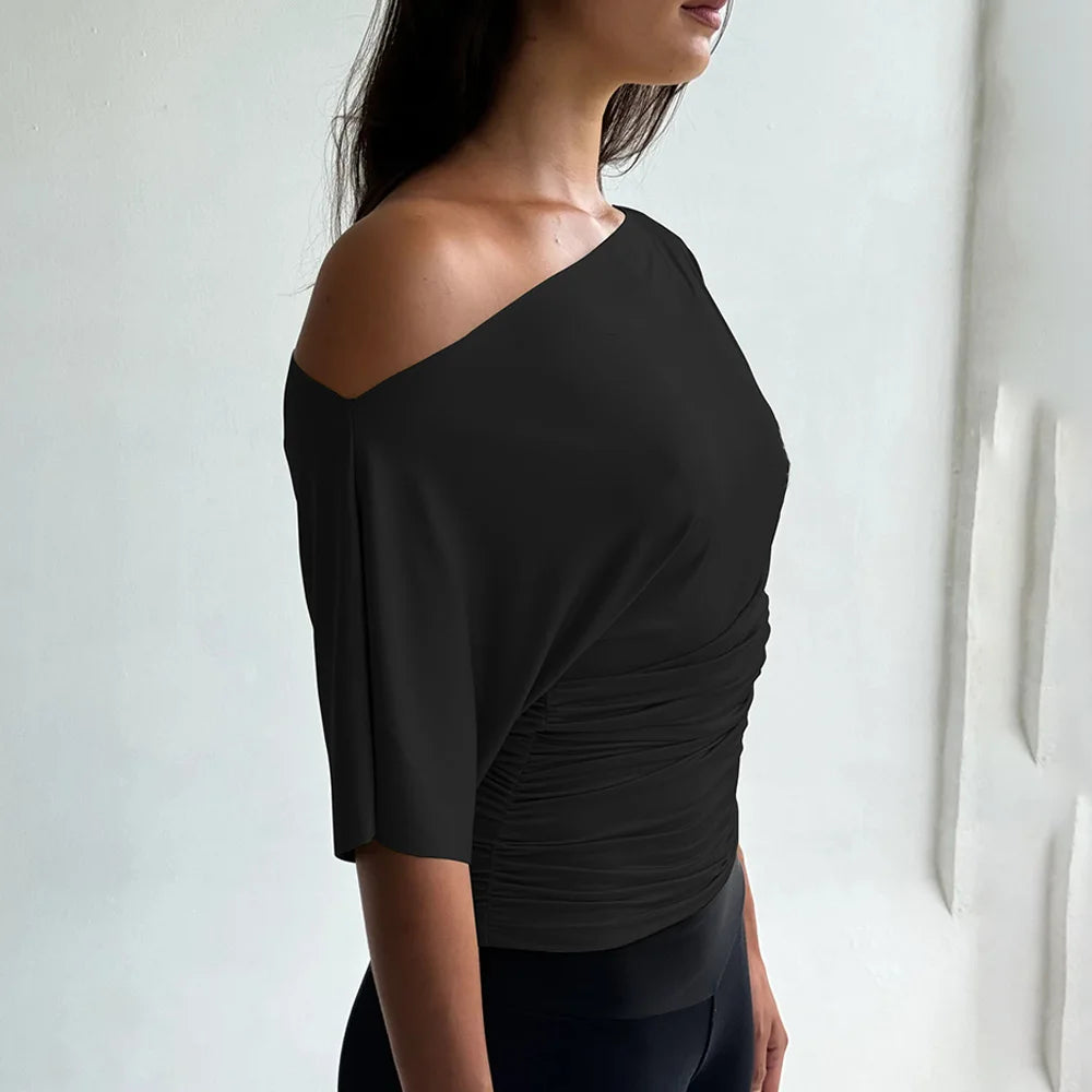 Women's Ruffled Mini Dress - Single-Breasted V-Neck with Flare Sleeves