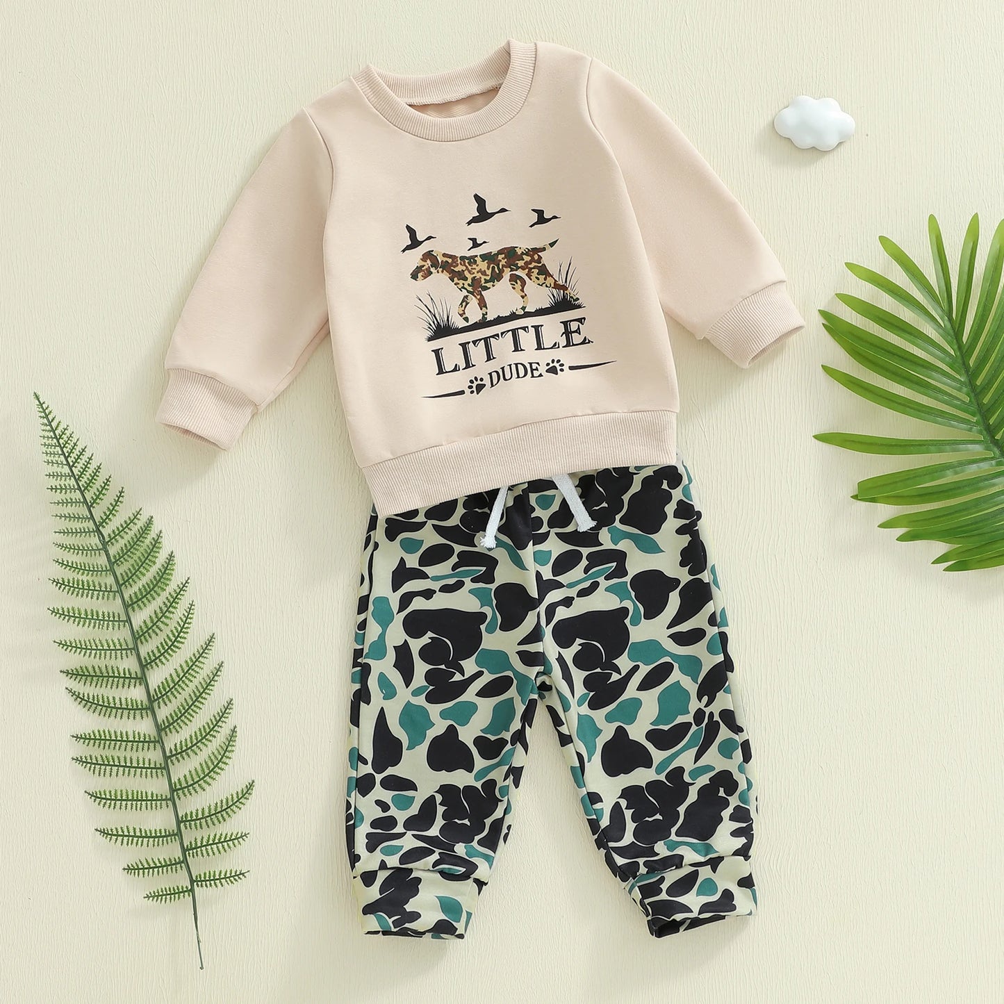 Baby Boys Animal Print Sweatshirt & Camouflage Pants Set (0-4Y)