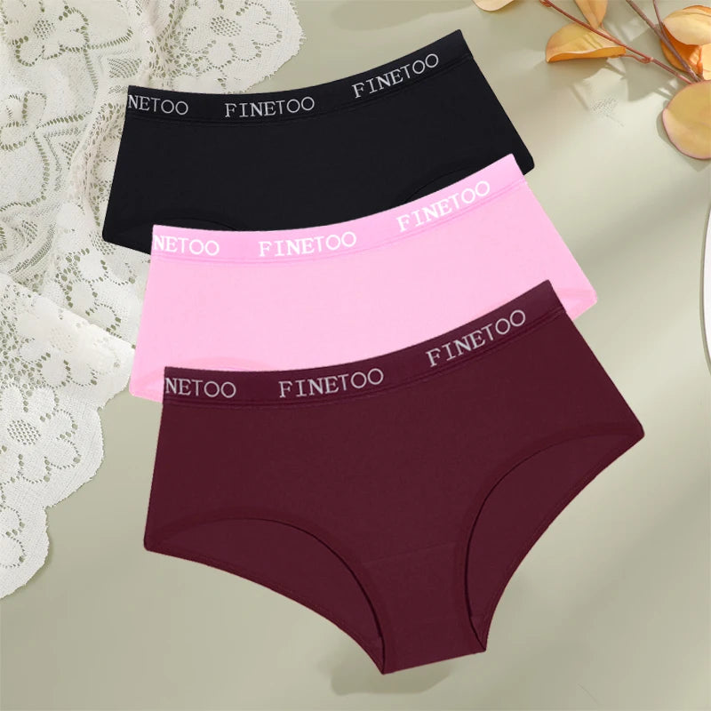 Women's 3Pcs Cotton Breathable Underwear Letter Belt Low Waist Briefs Stretch Comfortable Lingerie