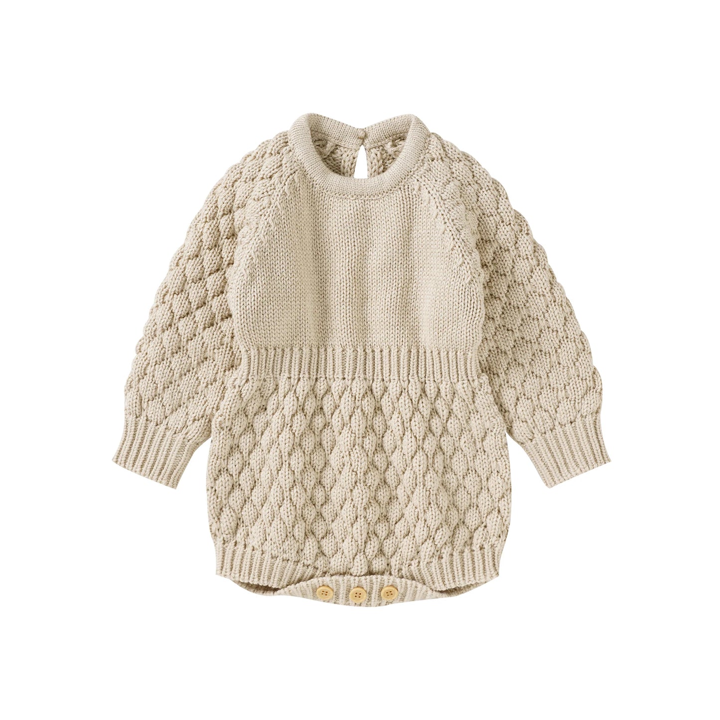 Baby Sweater Romper - Solid Knitted Long Sleeve Warm Jumpsuit
