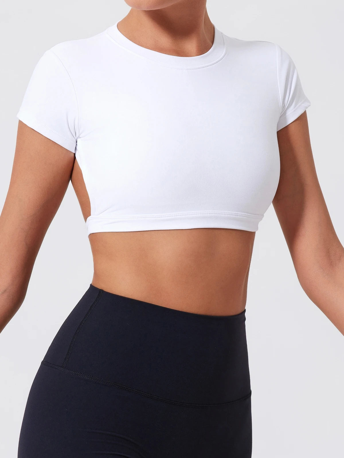 Women's Sports Workout Top Fitness Activewear Quick-Dry Yoga Clothes Sport Crop Top Backless Gym Top