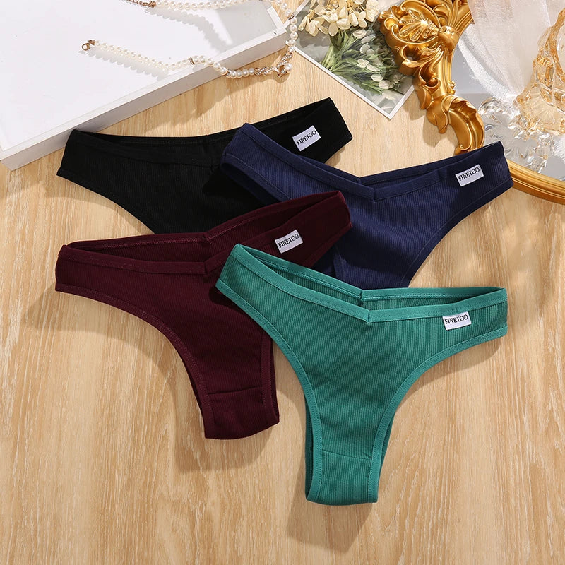 Women's Cotton Brazilian Panties V-Waist Thongs Underwear - Low-Rise Briefs Seamless Lingerie