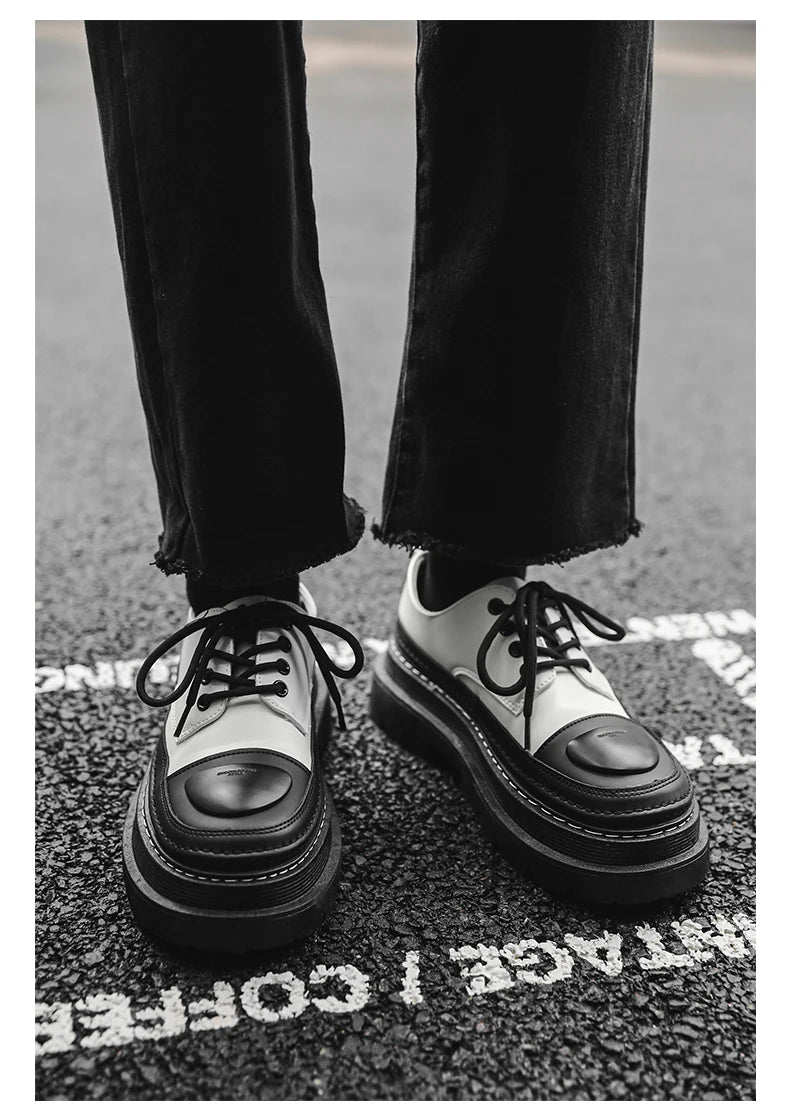 Men's Leather British Style Oxfords Casual Platform Business Loafer Shoes