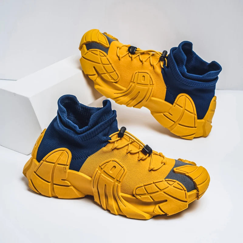 Men's Mesh High-Top Running Sneakers - Slip-On Sports Shoes