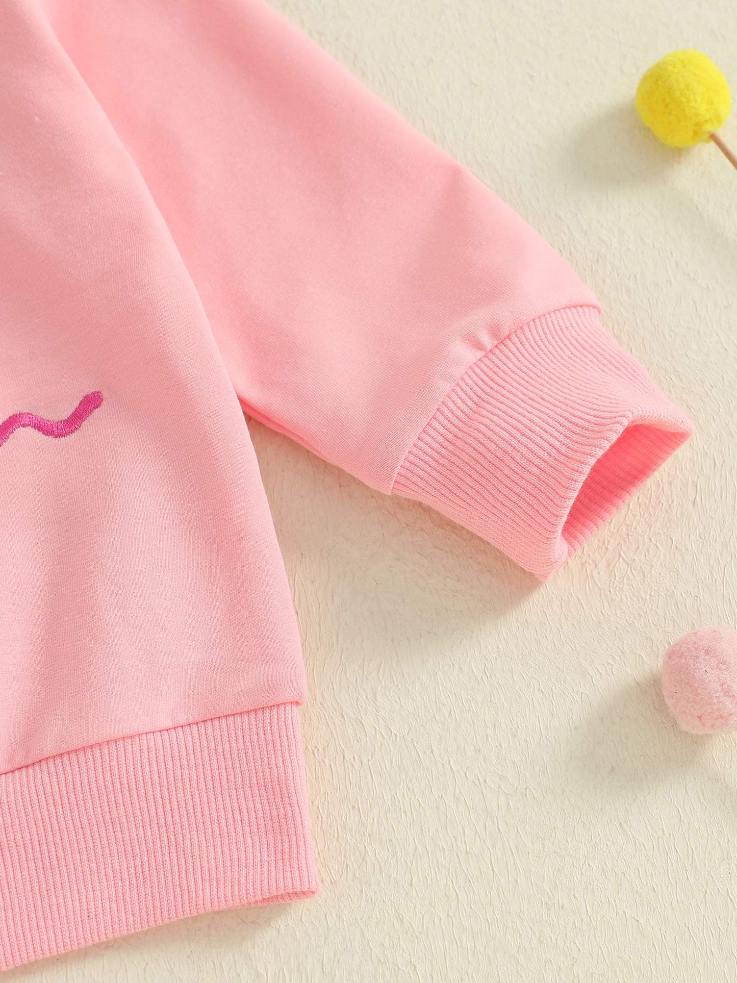 Baby Romper Sweatshirt - Letters Heart Embroidery Pullover