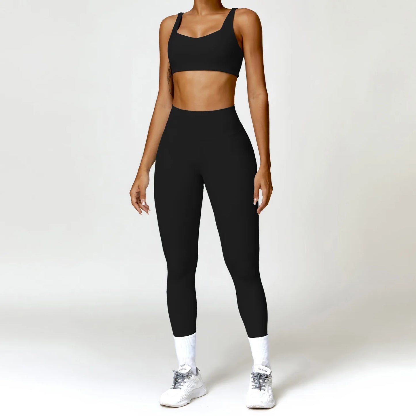 Women's 2 Pcs Yoga  Workout Sportswear Tracksuit Running Fitness Leggings Gym Set