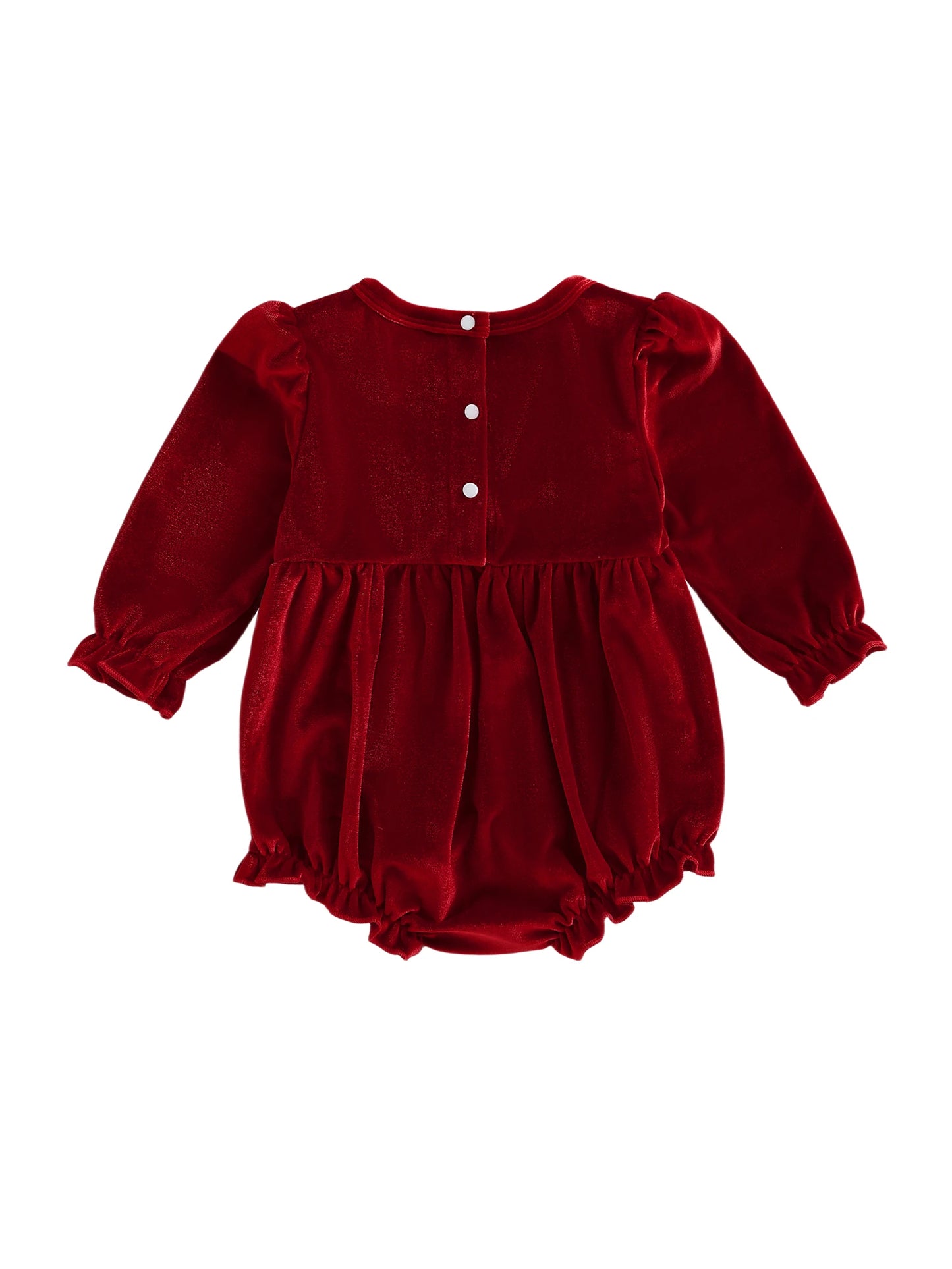 Lovely Baby Velvet Christmas Romper with Plaid Bow (0-18M)