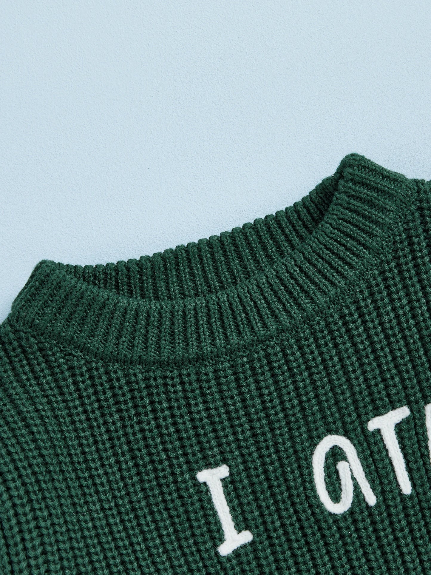 Baby Christmas Sweater - Letter Embroidery Round Neck Pullover Knitwear