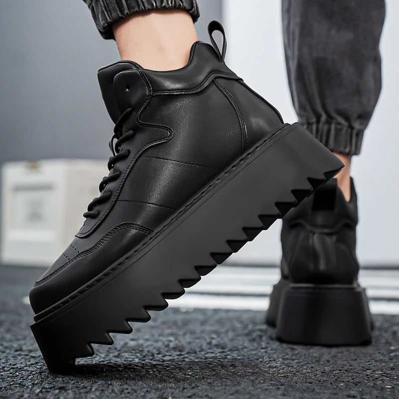 Men’s Casual Platform High Top Skateboard Vulcanized Sport Shoes Lace Up Sneakers