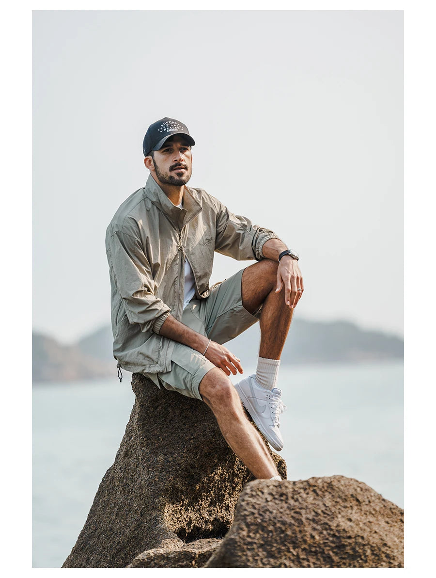 Men's Oversize Lightweight 190g Quick Dry Fabric Cargo Drawstring Shorts
