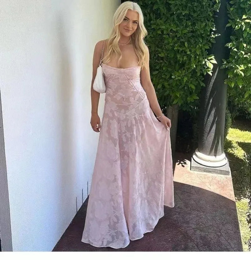 Women's See Through Spaghetti Maxi Plunge Off Shoulder Floral Mesh Patchwork Long Dress