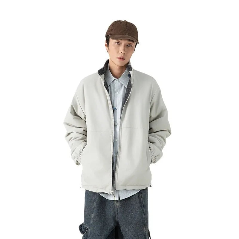 Unisex wool stand-up collar Double-sided two wear Thermal Jacket