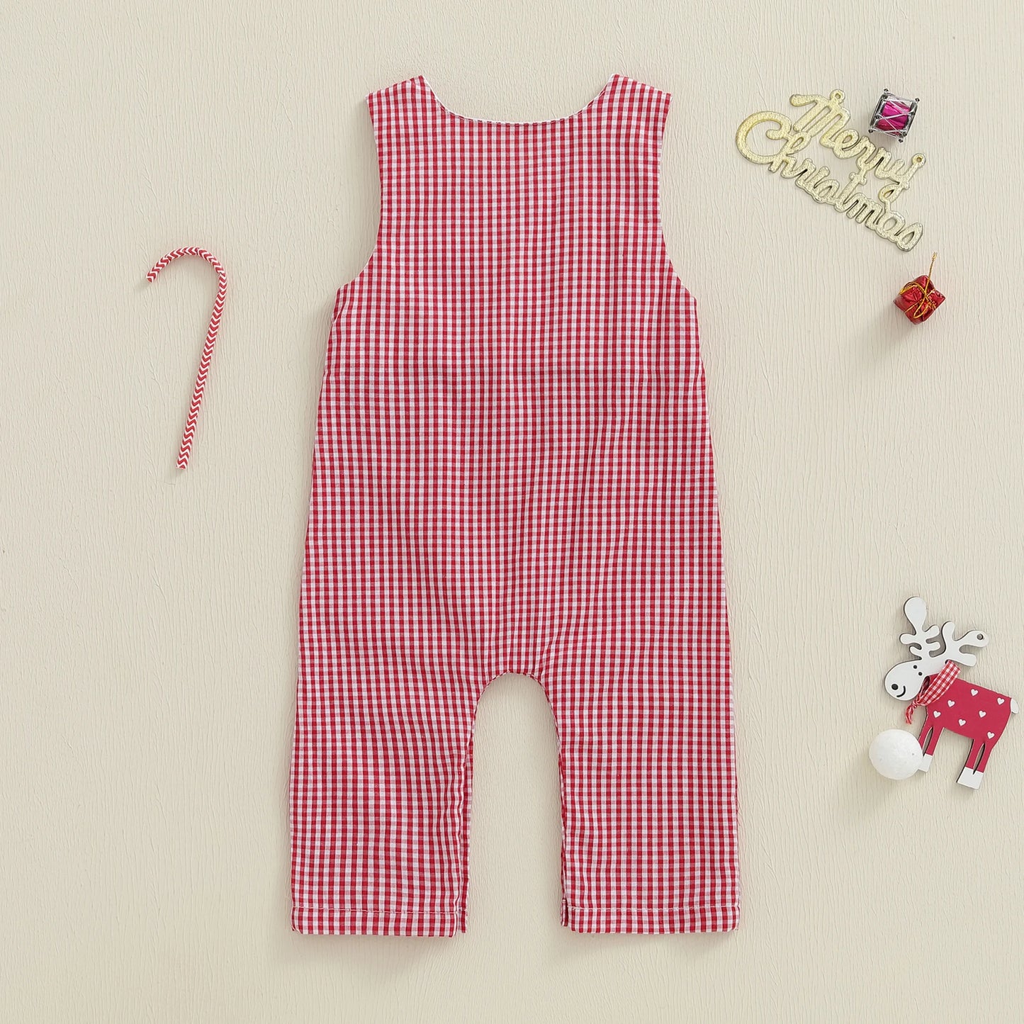 Lovely Baby Christmas Romper - Sleeveless Santa Claus Embroidery Jumpsuit (0-24M)
