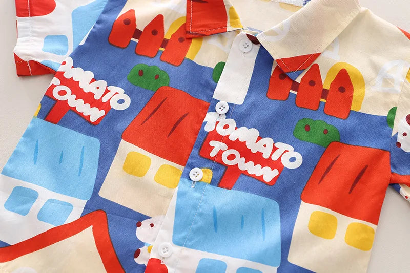 Children's Colourful T-Shirt And Shorts 2PCS Outfit Set 1-5 Years Old
