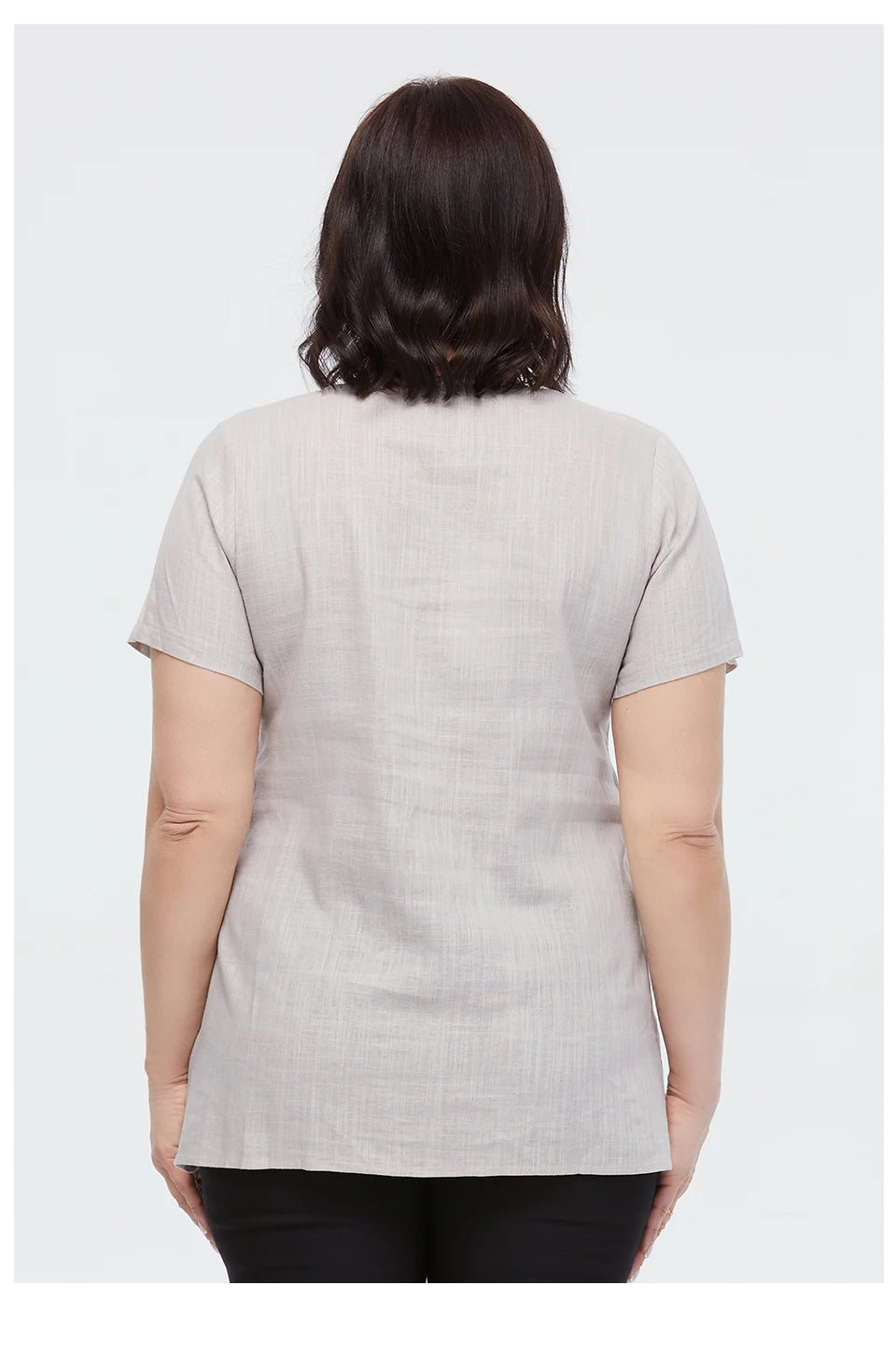 Women's Summer Cotton Linen Oversized Short Sleeve Sequins Button Top