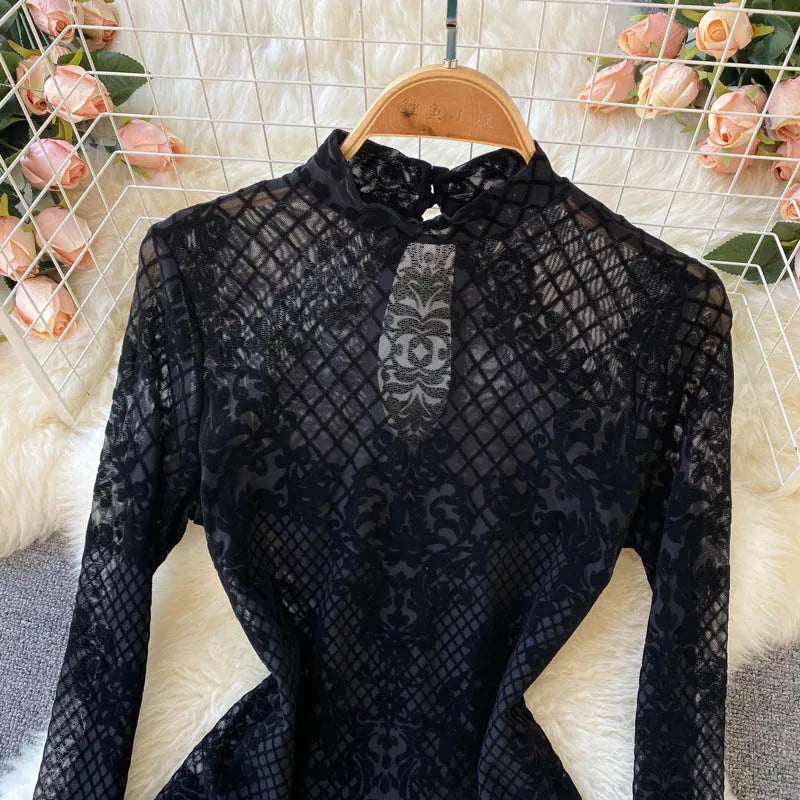 Women's Summer Chic Flocking Slim Backless Bodycon Bodysuit
