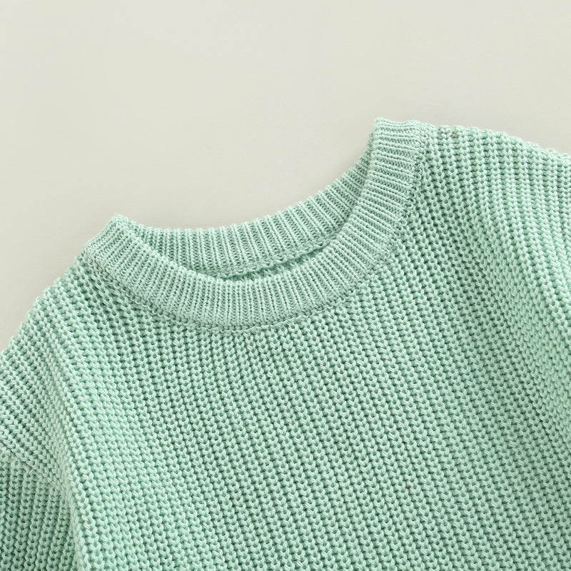 Baby Sweater Romper - Solid Knitted Long Sleeve Pullover Jumpsuit