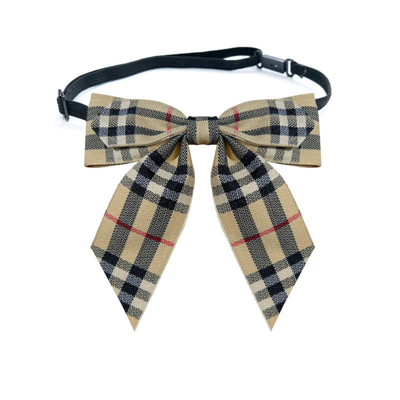 Fabric Plaid Bow Tie Brooch - Vintage British Style Corsage Accessory