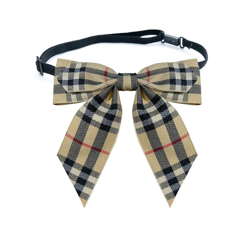 Fabric Plaid Bow Tie Brooch - Vintage British Style Corsage Accessory