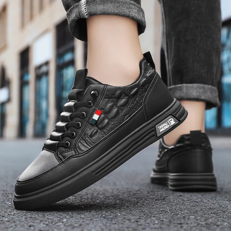 Men's Casual Shoes PU Leather Skateboard Sneakers Breathable Tennis Sports Trainers Sneakers