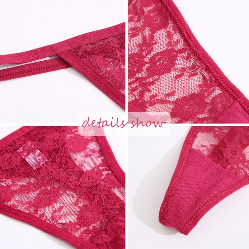 Women's Lace Thongs Low Waist T-Back Underwear Lace G-string Underpants Lingerie