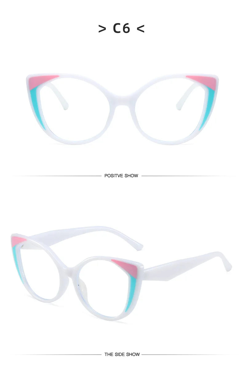 Cat Eye Blue Light Blocking Glasses - Large Frame Fashion Eyewear for Women & Men