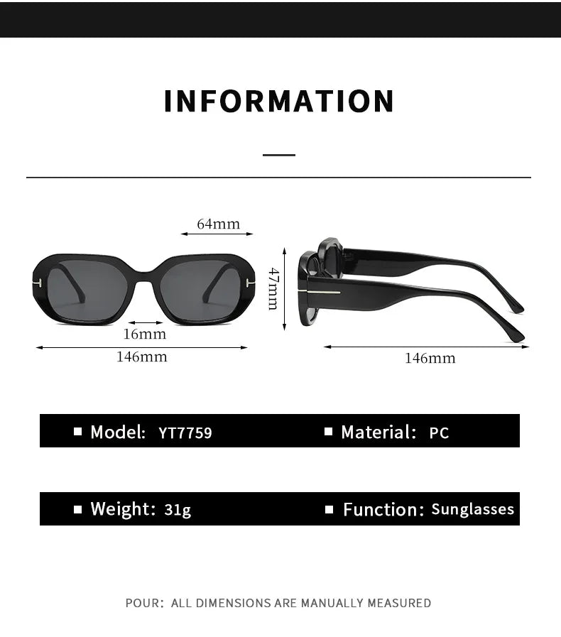 Women's Retro Rectangle Sunglasses - Vintage Small Frame Classic Eyewear
