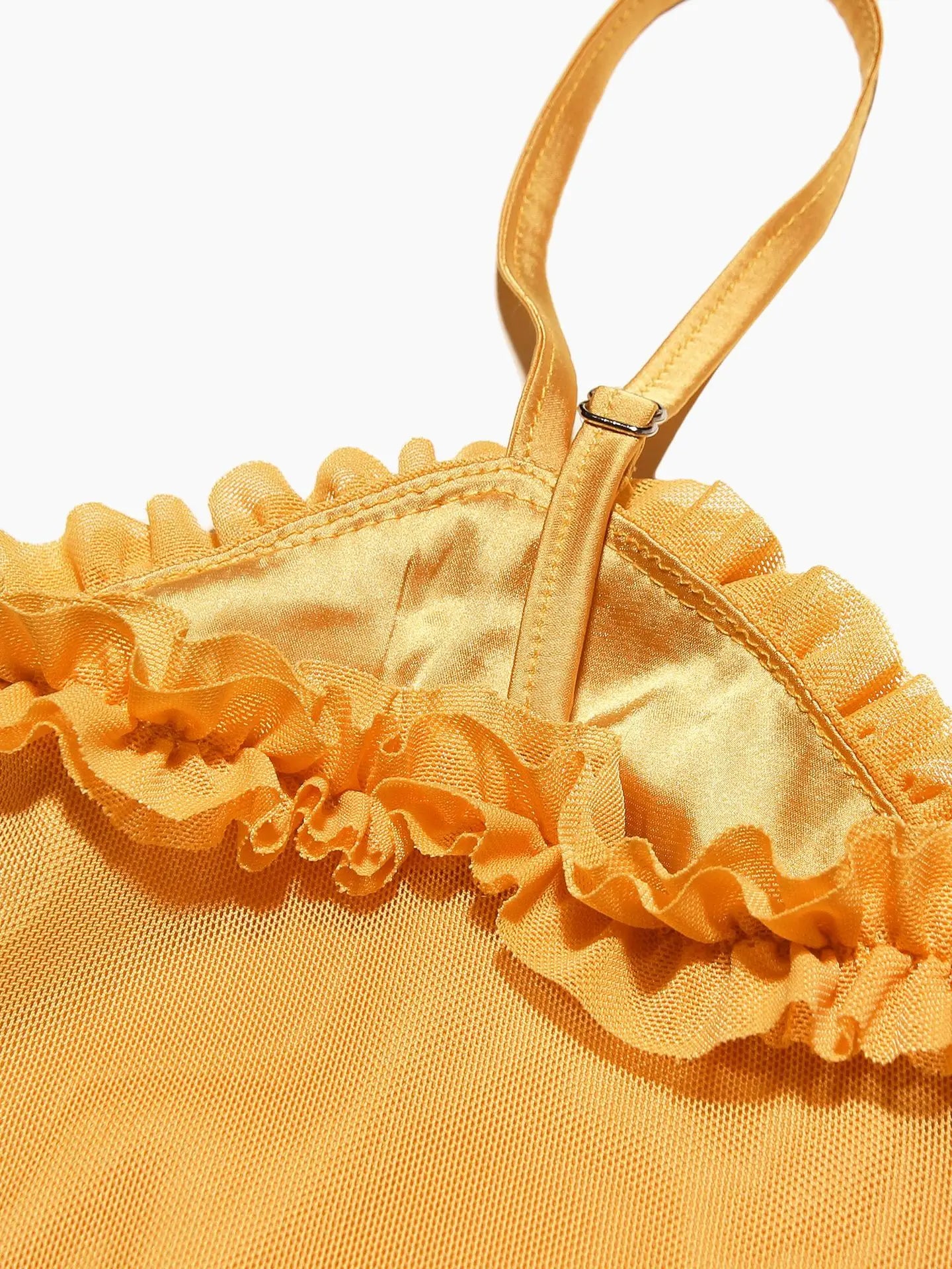 Women's Sheer Mesh Ruffled Front Gown Elegant Draped Prom Cocktail Maxi Dress Solid Fairy Ruched Slip Dress