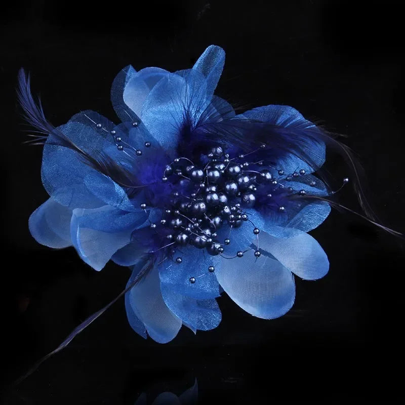 Elegant Feather Fabric Flower Brooch - Women's Corsage Lapel Pin