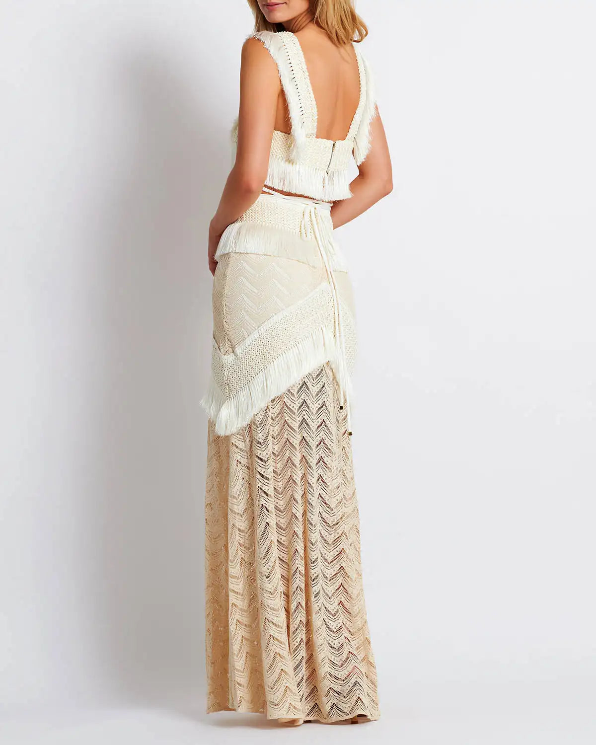 Women's Two Piece Set V Neck Sleeveless Top and Waist Chic Slit Skirt