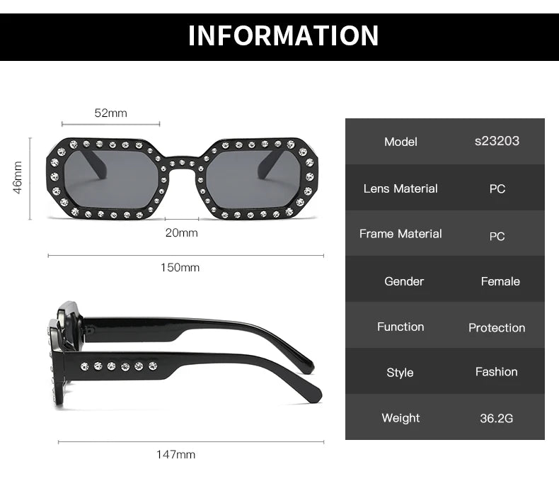 Rhinestone Fashion Sunglasses - UV400 Protection for Women & Men