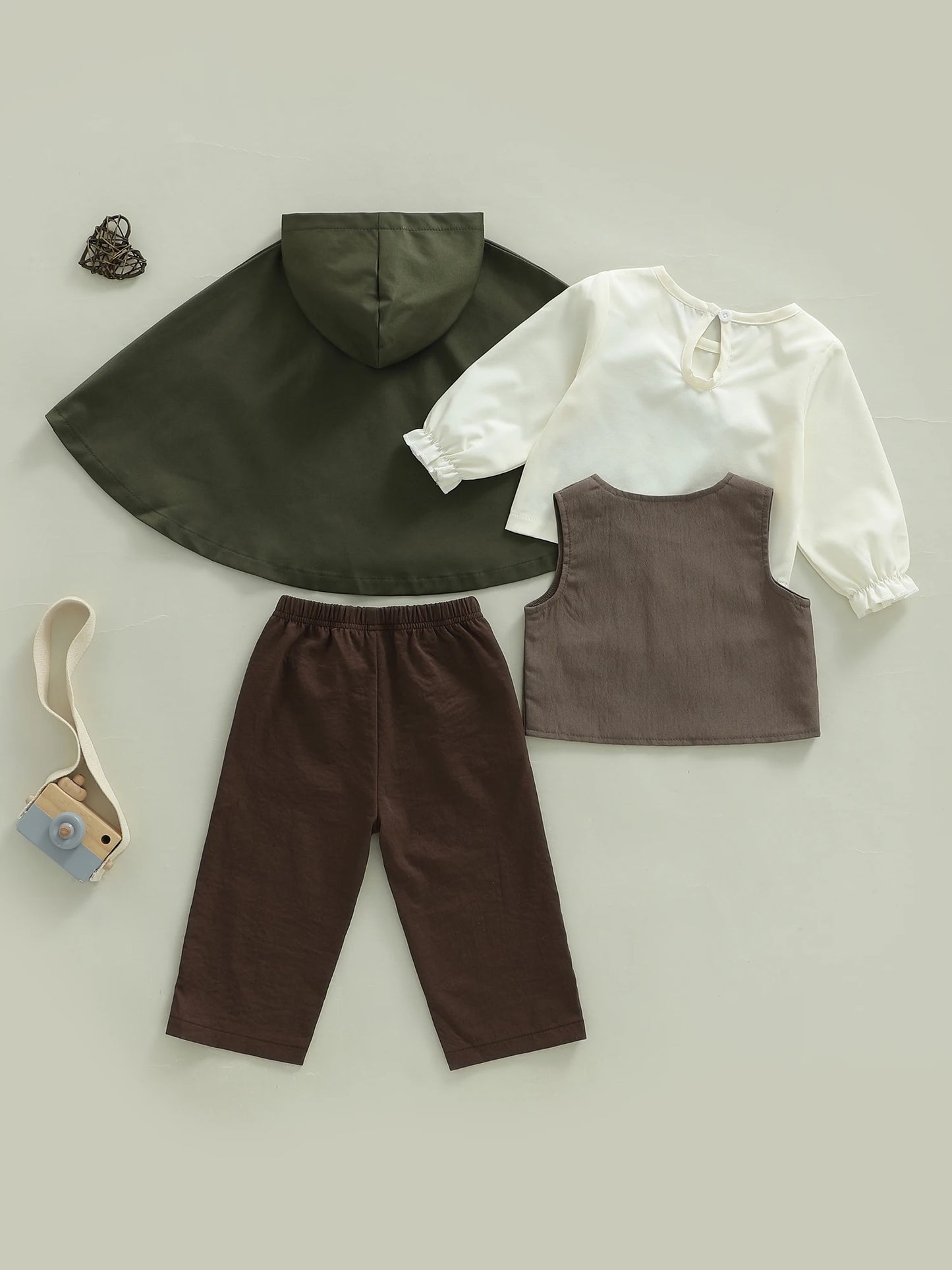 Toddler Boys Fall Winter Gentleman Clothing Set - 4-Piece Outfit with Shirt, Pants, Vest & Cape (0-4Y)