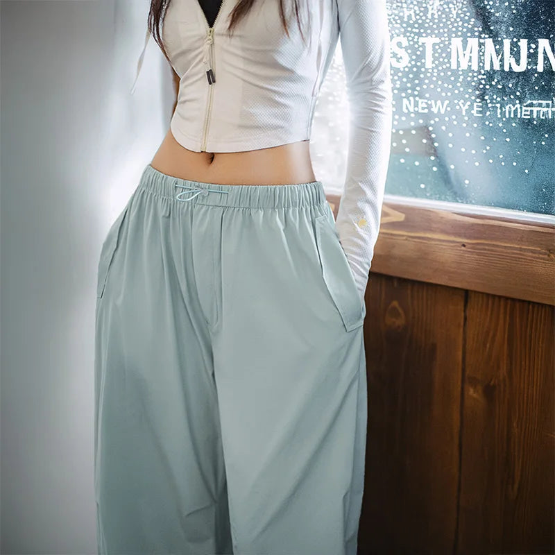 Women's Cool-Touch Parachute Pants - Lightweight Cargo Joggers