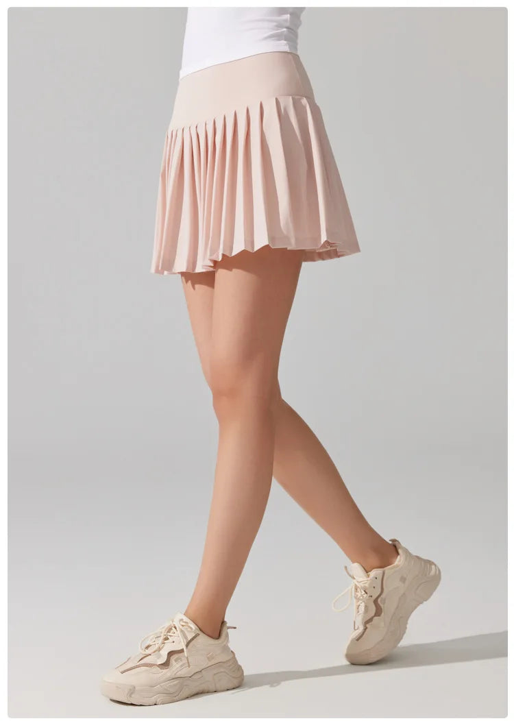 Women's 2-in-1 Tennis Skirt - Pleated Quick Dry Sports Skirt with Pockets