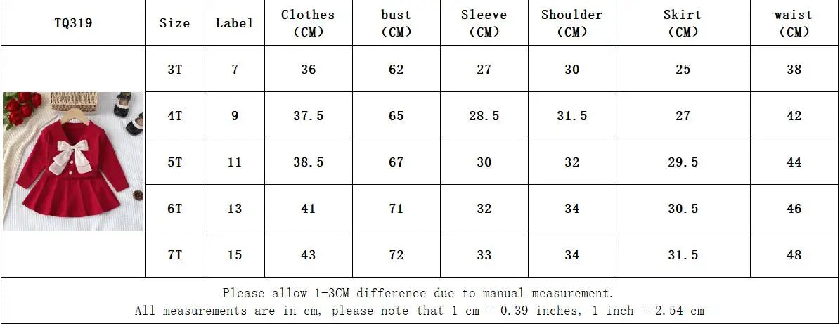 Girl's Winter Set V-neck Bow Sweater Top and pleated A-line Skirt 2-piece Set