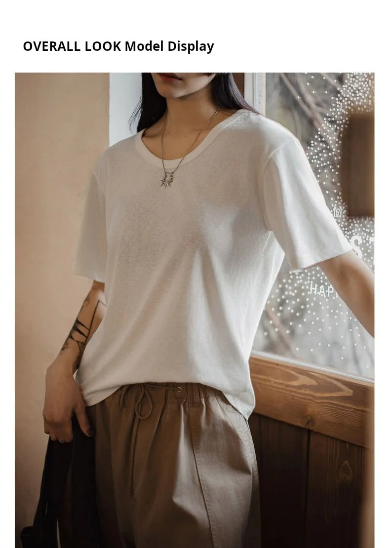 Women's Casual White T-Shirt - Lightweight Loose Fit Summer Top